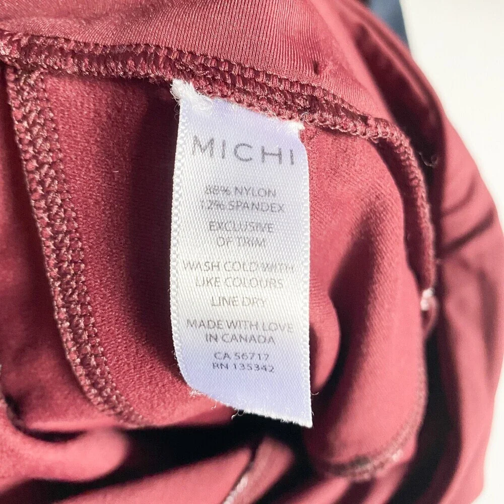 Michi Burgundy Navy Blue Colour block Media Pocket Leggings XS - Picture 5 of 5